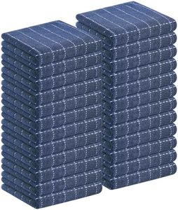 Homaxy 100% Cotton Terry Kitchen Towels(Navy Blue, 13 x 28 inches), Checkered Designed, Soft and Super Absorbent Dish Towels, 24 Pack