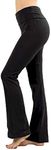 Zenana Women Fold Over Waist Cotton Stretch Flare Leg Boot Cut Yoga Pants Leggings, Black, Medium