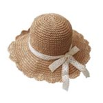 Afinder Kids Girls Bowknot Floppy Hats Anti-UV Sun Protection Roll Up Straw Sun Hats Shopping Fishing Travel Beach Hat Topee for 3-6 Yrs