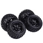 Dilwe RC Car Tires, 4 Pcs Y-shaped Pattern Tyre Rubber Tires With Hubs for 1/10 Scale RC Truck Car(7 Holes)