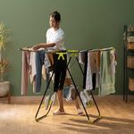 BonKaso Alloy Steel Premium Steel Foldable Cloth Dryer Stand for Drying Clothes Steel (Black + Green)