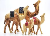 Wooden Camel Figurine,Handmade Olive Wood Nativity Camel with Embroidery Saddle Carved in the Holy Land by Christian Artisans, Nativity Animals,Unique Christmas Gift (X-Large 10.5" x 10")