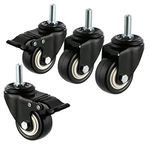 Equal 2 Inch Furniture Caster Wheels For Home/Office/Cabinets/Equipments & Stands (Pack Of 4) - Thread Type with 200kg Capacity (2 Fix & 2 Swivel 360 Degree w/Break)