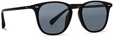 DIFF Maxwell Designer Square Sunglasses for Men and Women UV400 Polarized Protection, Black + Grey Mirror