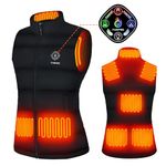 FUNPRO Women's Lightweight Heated Vest Smart Heating Vest Lights-out Design, Heated Jackets for Women, Battery Not Included, Black, Large