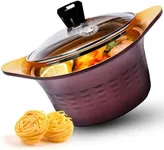 Korea King Premium Nonstick Cooking Pot with Glass Lid - Made in Korea - 1.5 Quarts Ceramic-Coated Simmer Pasta Pot, Multi Cookware Compatible for Ramen Noodle Soup, Stew, Rice, Dishwasher Safe