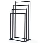 OWLKELA 4 Tier Freestanding Towel Rail, Metal Towel Rack, Towel Holder for Bath & Hand Towels Storage, Towel Drying Stand for Bathroom, Bedroom and Balcony, Black