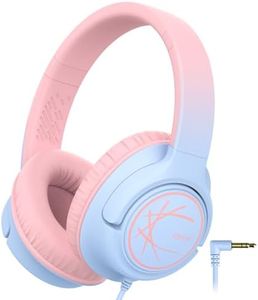 iClever Auriculares para niños, auriculares con cable para niños, límite de volumen seguro, sonido estéreo, plegables, ajustables, 3.5 mm, para niños, niñas, para escuela, viajes, tableta, PC, azul y