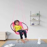 BOFFLE Steel Make In India Sling Hanging Chair Swing For Child, Perfect Round Shape Hanging Swing | Baby Swing | Hammock Swing For Kids Indoor/Outdoor|Tree Swing (Pink), 25 Cm, 60 Cm, 172 Cm