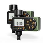 Diivoo Water Timer for Irrigation, Digital Sprinkler Timer, Automatic Hose Tap Timer, Garden Watering Systems With Rain Delay/Auto & Manual Mode for Lawn，2-pack