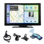 plimpton 2024 Upgraded Wireless Carplay, Android Auto Screen for Car, 9 Inch IPS Touch Screen Car Play Driveplay Multimedia Player with Voice Control, Mirror Link, BT, FM