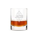 Weddingstar Custom Whiskey Glass 11oz Personalized Engraving - Diamond Emblem