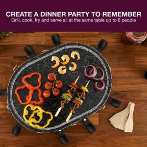 Andrew James Raclette Grill – 8-Pan Tabletop Party Grill