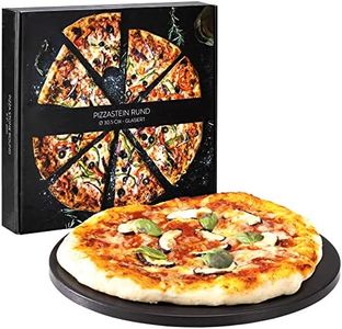 Navaris Pietra Refrattaria per Pizza e Ricettario - Cuocere nel Forno Casa Pane Pizza - Teglia Rotonda Ø30,5x1,5cm 500° Cordierite e Ceramica - Nero