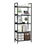 NUMENN Bookshelf, 5 Tier Bookshelves, Home Office Bookcase Shelf Storage Organizer, Free Standing Storage Shelving Unit for Bedroom, Living Room and Home Office, Black
