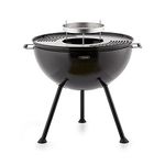 Tower T978512 2-in-1 Sphere Fire Pit and Charcoal BBQ Grill with Handles, 360 degree access, Easy Clean, Black