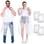 Henrycares Waterproof Rain Ponchos Adult, 4pcs Disposable Clear Raincoats for Women and Men Emergency, 150cm with Hood and Sleeves, for Outdoor Concert, Theme Park, Sports Events, Camping, Hiking