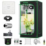 VIVOSUN Grow Tent Kit Complete, 60x60x120 CM (2x2FT) Grow Tent Complete System with VS1000 Led Grow Light, 4 Inch 190CFM Inline Fan, Carbon Filter and 8ft Ducting Combo