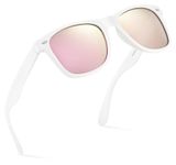 Retro Rewind Polarized Sunglasses for Men and Women - UV Protection Classic Sun Glasses, Matte White | Revo Rose Gold, One size