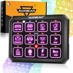 Auxbeam 12 Gang Switch Panel RGB RB120 Toggle Momentary Pulsed Dimmable Backlight Multifunction Switch Panel Two Sided Output for 12-24V Truck Offroad UTV ATV Car Marine Waterproof 2 Years Warranty