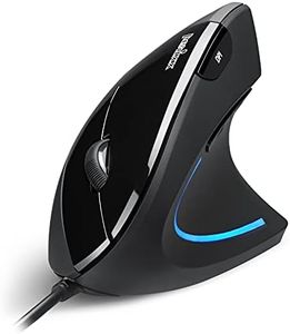 Perixx PERIMICE-513 Wired Ergonomic Vertical Mouse - 6 Buttons with 1000/1600 DPI - Right-Handed Design - Wired USB 5.9ft Cable - Black