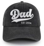 New Dad Gifts for Men, Funny Dad EST 2024 Hat, Adjustable Cotton 3D Embroidered Best Dad Ever Baseball Cap, Fathers Day Birthday Gifts for Him Husband Papa Daddy Friends Brother Black, Black, Medium