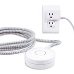 Cordinate Designer On/Off Switch Plug, 6 Ft Braided Power Cord, 3 Prong, Slip Resistant Base, Tabletop or Wall Mount, Perfect for Lamps/Seasonal Lights, ETL Listed, White, 41095