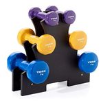 York Fitness 12kg Vinyl Dipped Dumbbell Set with Stand