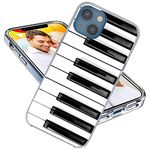 ARTIOSIT for iPhone 13 Case,iPhone 13 Case for Girls,360 Full Body Protective Shockproof Thin Slim Flexible Soft TPU Clear Case Cover with Design, Music Design Funny Black White Piano Key