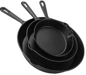 KICHLY Saute Fry Pan - Pre-Seasoned Cast Iron Skillet Set 3-Piece - Frying Pan - 6 Inch, 8 Inch and 10 Inch Cast Iron Set (Black, 3 Sets of 3)