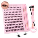 Sixstarhair Cluster Lashes Kit 120 Pcs Lashes Individual Cluster with Lash Bond and Seal Diy Lash Extenisons 8-16mm Natural Look Manga Volume Individual Lashes with Glue False Eyelashes Diy at Home