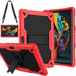 Doemoil for Vankyo MatrixPad S10 Tablet Case YQSAVIOR CUPEISI Coopers YQ10S VIVIMAGE A10 A38 ZZB zb10 zb01 Aoyodkg A38 BYANDBY BYYQ10S 10.1" Case Built in Kickstand Shoulder Strap Shell (Red+Black)