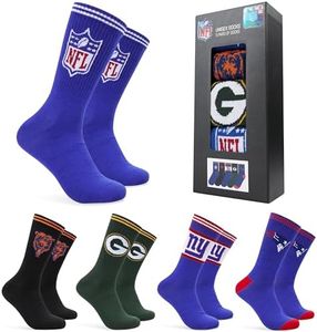 NFL Chaussettes Homme Mi-Mollet, Coffret 5 Paires Chaussettes Homme Fantaisie Sport, Idée Cadeau Adulte Ado 36-40, 40-46 (Multicolore, 36-40 EU)