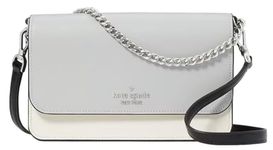 Kate Spade New York Women's Madison Saffiano Leather Small Flip CrossBody Bag, Platinum Grey