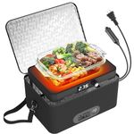 Portable Oven, 12V 24V 110V-240V Car Food Warmer Portable Personal Mini Oven Electric Heated Lunch Box for Meals Reheating & Raw Food Cooking for Road Trip/Camping/Picnic/Family Gathering(Black)