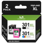 301 Ink Cartridges Combo Pack, Ink 301 Remanufactured for HP 301XL Ink Cartridges, 301 Cartridges Black and Colour for HP Deskjet 1050 1510 2050 Officejet 2620 2622. 4630 4632 Envy 4500 5530