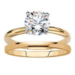 Palm Beach Jewelry 18K Yellow Gold-Plated Round Cubic Zirconia Solitaire 2-Piece Wedding Ring Set Size 8