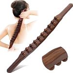 Snevad Gua Sha Wood Stick Therapy Scraping Massager Double Roll 20 Beads Point Treatment for Back Leg 1 Pcs Massage and Head Relaxing on Muscle Whole Body Tool