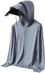 GTRpenico Men's UPF 50+ Full Zip Light Jacket Hooded Long Sleeve Cooling Shirt with Pocket Fishing With Mask Removable brim