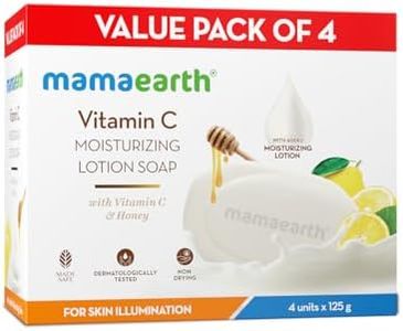 Mamaearth Vitamin C Moisturizing Lotion Soap(Value Pack of 4) - 125 g X 4 Units | Deeply Cleanses | Moisturizing Bathing Bar | Brightens Skin | Nourishes Dry Skin | Non-Drying | 76% TFM Grade 1 Soap