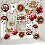 30 Pieces Casino Party Decorations Casino Theme Birthday Party Decorations Casino Night Red Black Poker Ceiling Hangings Garland for Las Vegas Poker Card Casino Night Party Decoration Supplies