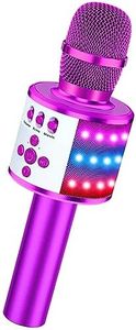 BONAOK Wireless Bluetooth Karaoke Microphone with Controllable LED Lights, 4-in-1 Portable Handheld Mic Speaker for All Smartphones, Birthday for Kids Adults All Age Q78 (Purple)