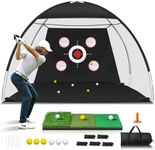 10x7FT Golf Net with Mat, Golf Prac