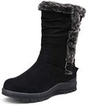 Vepose Women's Mid Calf Boots Suede Slouch Snow Booties Shoes Outdoor 960 Black Size 9(CJY960 Black Suede 09)