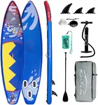 FunWater 11'x33 x6 Inflatable Stand Up Paddle Board with Paddle, Fins, Leash, Pump, Backpack, Waterproof Cell Phone Bag for Surfing, Racing, Paddling, Touring for All Levels