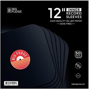 BIG FUDGE Black Special Edition | Vinyl Record Inner Sleeves 50x | Made from Heavyweight & Acid Free Paper | Album Covers with Round Corners| Slim Record Jackets to Protect Your LPs & Singles | 12"