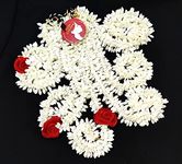 Pretty Charming Handmade Artificial Flower Plastic Gajra Veni Garland for Hair 6 Red and 6 White 13 Inch long set of 12 with freebie