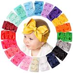 DOOBOI 20pcs Baby Headbands Grosgrain Ribbon Bows Girls Headbands Elastic Nylon Hairbands Hair Accessories for Newborns Infants Toddlers and Kids-6 In