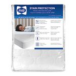 Sealy Baby Stain Protection Fitted Waterproof Crib Mattress Protector Cover, Baby Crib and Toddler Bed Mattress Protector, Baby Crib Mattress Pad, Machine Washable and Dryer Friendly 52" x 28" - White