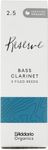 D'Addario Organic Reserve Bass Clarinet Reeds - Reeds for Clarinet - Individually Sealed - 2.5 Strength, 5 Pack